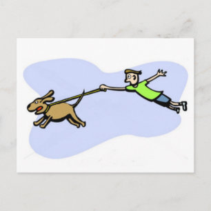 A great dog design of dog pulling owner. postcard