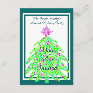 A Green Abstract Tree Christmas Holiday Party Invitation