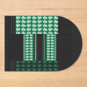 a green and black pattern with a tree in the middl acrylic invitations