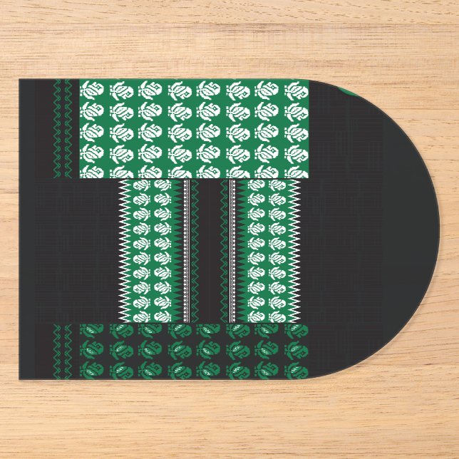 a green and black pattern with a tree in the middl acrylic invitations (Front)