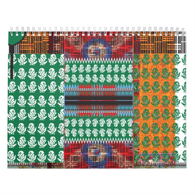 a green and black pattern with a tree in the middl calendar (Cover)