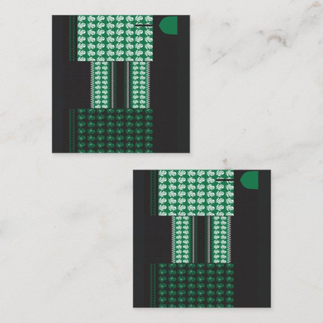 a green and black pattern with a tree in the middl loyalty card (Front/Back)