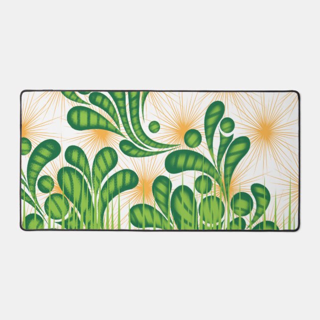 A green and gold artistic pattern depicting a tree desk mat (Front)