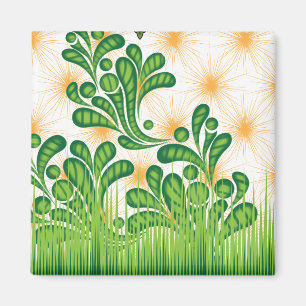 A green and gold artistic pattern depicting a tree magnet