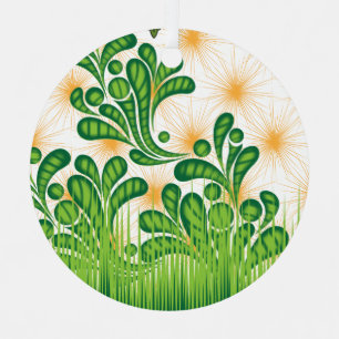 A green and gold artistic pattern depicting a tree metal tree decoration