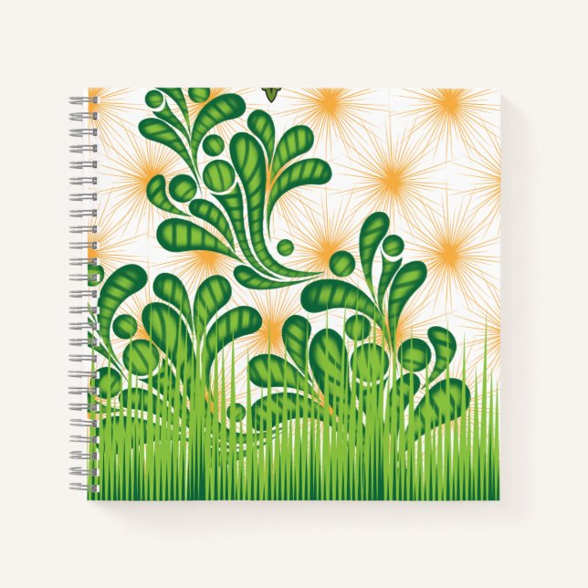 A green and gold artistic pattern depicting a tree notebook (Front)