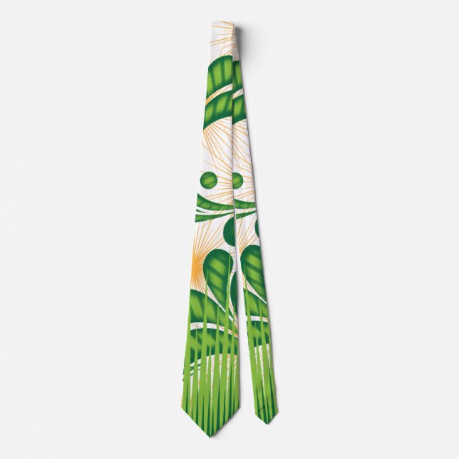 A green and gold artistic pattern depicting a tree tie (Front)