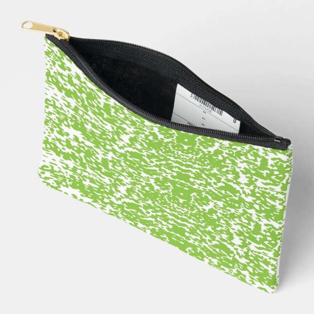 a green and white abstract background accessory pouch (Open)