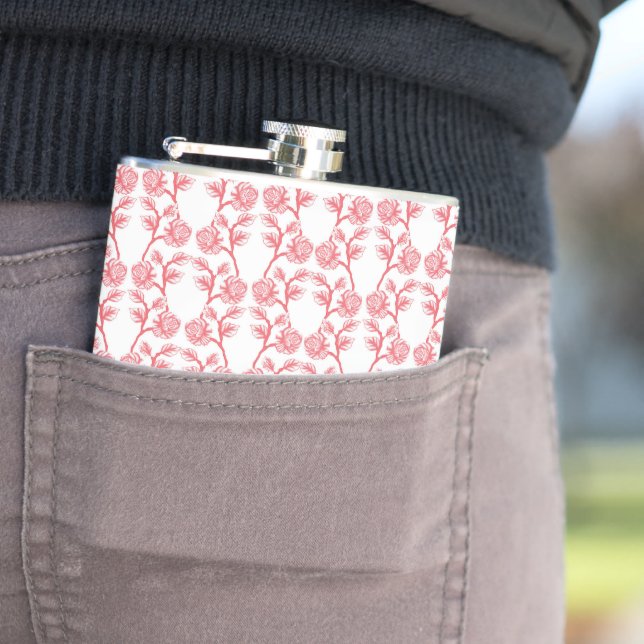 a green and white abstract background hip flask (In Situ)