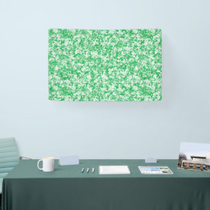 a green and white background with small white dots banner