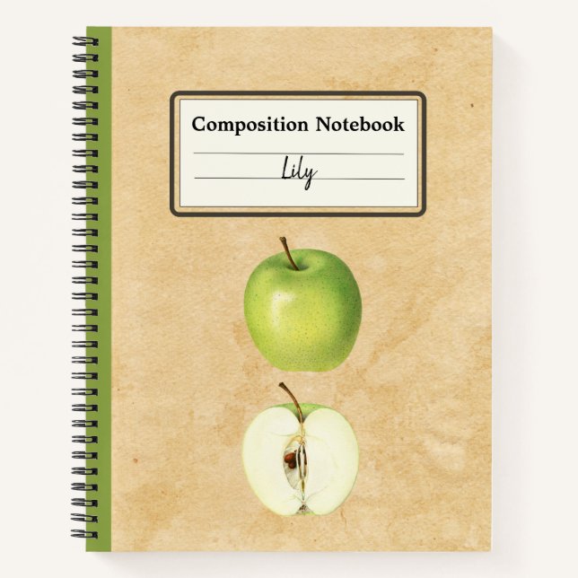 A Green Apple and a Half Personalised Composition Notebook (Front)