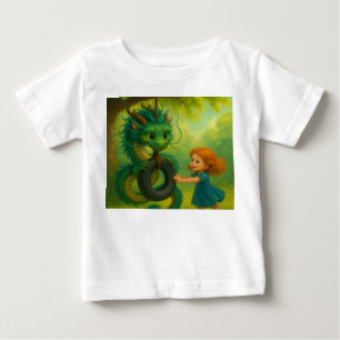 A Green Asian Baby Dragon with Puppy Eyes Fantasy T-Shirt
