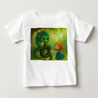 A Green Asian Baby Dragon with Puppy Eyes Fantasy T-Shirt