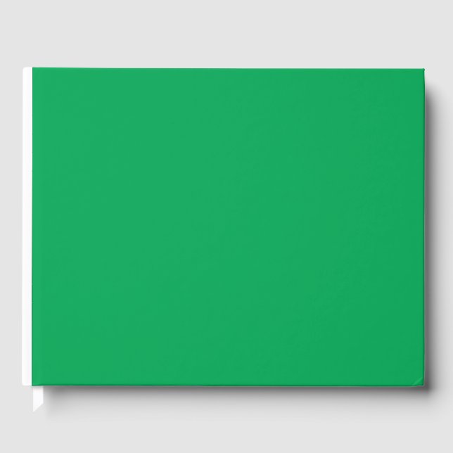 a green background with a guest book (Front)