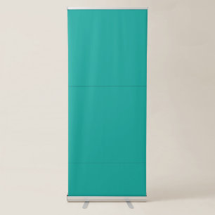 a green background with a  retractable banner