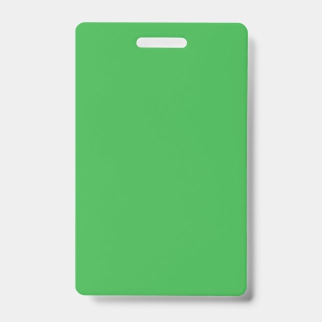 a green background with a white border ID badge (Front)