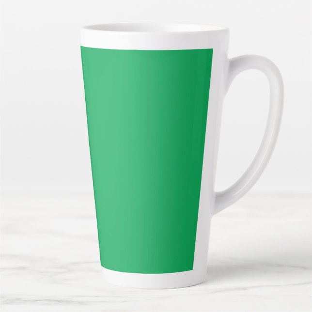 a green background with a white border latte mug (Right)