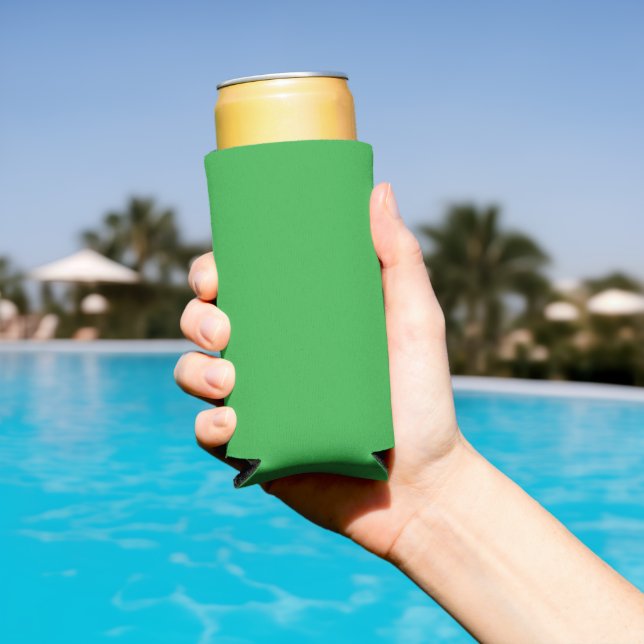 a green background with a white border seltzer can cooler (In Situ Pool)