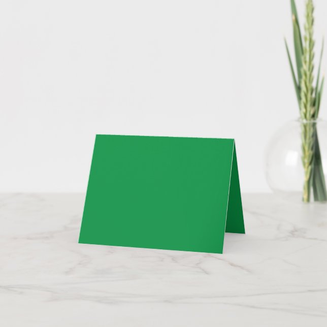 a green background with a white border thank you card (Front)
