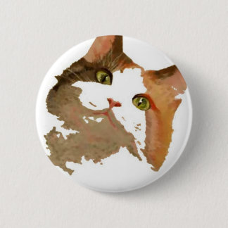 A Green Eyed Calico Cat Artistic Portrait 6 Cm Round Badge
