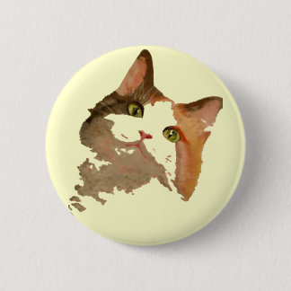 A Green Eyed Calico Cat Artistic Portrait 6 Cm Round Badge