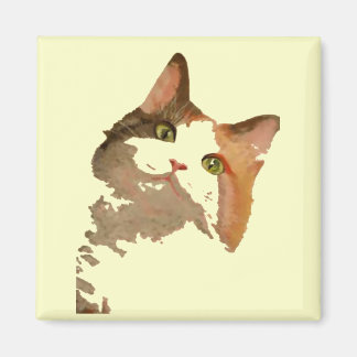 A Green Eyed Calico Cat Artistic Portrait Magnet