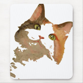 A Green Eyed Calico Cat Artistic Portrait Mouse Mat