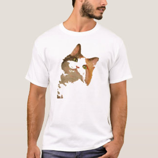 A Green Eyed Calico Cat Artistic Portrait T-Shirt