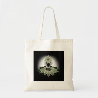A Green Flower on Black Background Tote Bag