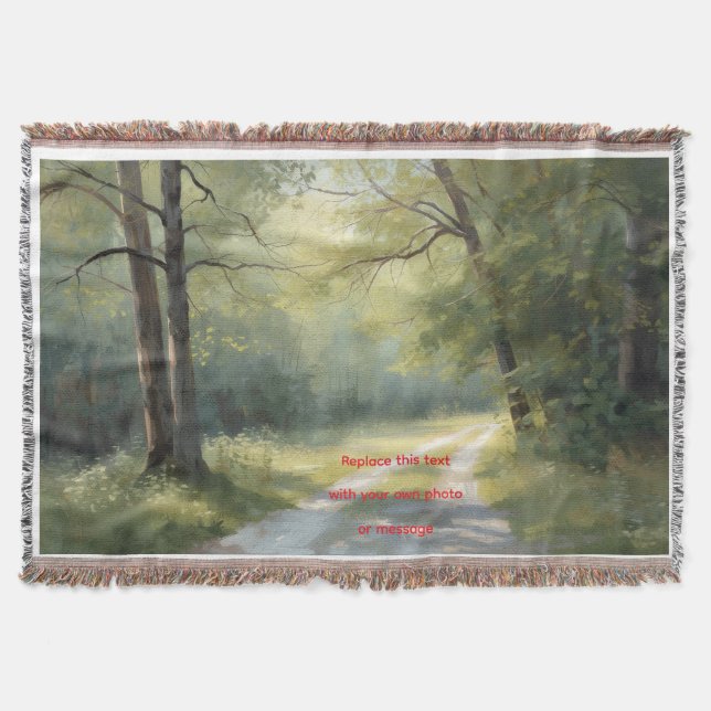 A Green Forest art Throw Blanket (Front)