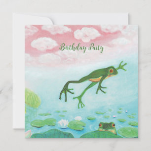 A green Frog Jumps Into The Pond Party