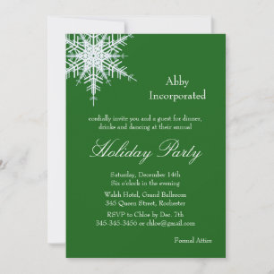 A Green Holiday Offset Snowflake Invitation