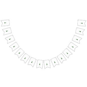 a green rose with leaves on a white background bunting 