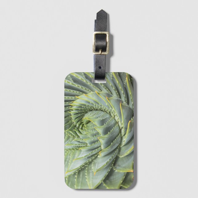A Green & White Succulent Luggage Tag (Front Vertical)