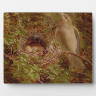 A Greenfinch at its Nest, 1877 (oil on panel) Plaque
