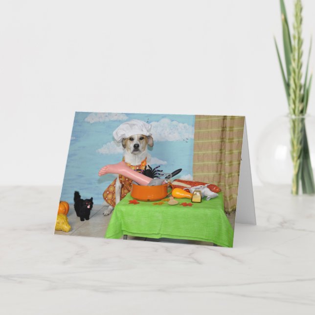 A greeting card /Thanksgiving? humourous dog photo (Front)