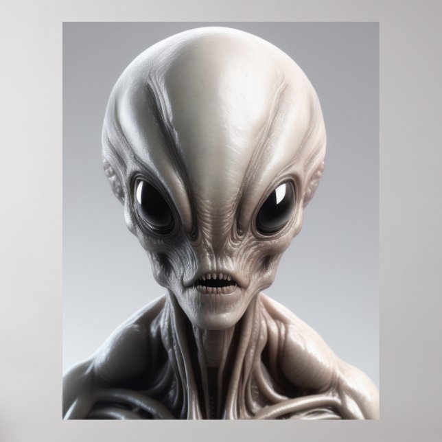 A grey/grey realistic alien for print (Front)