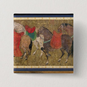A Groom with Horses 15 Cm Square Badge