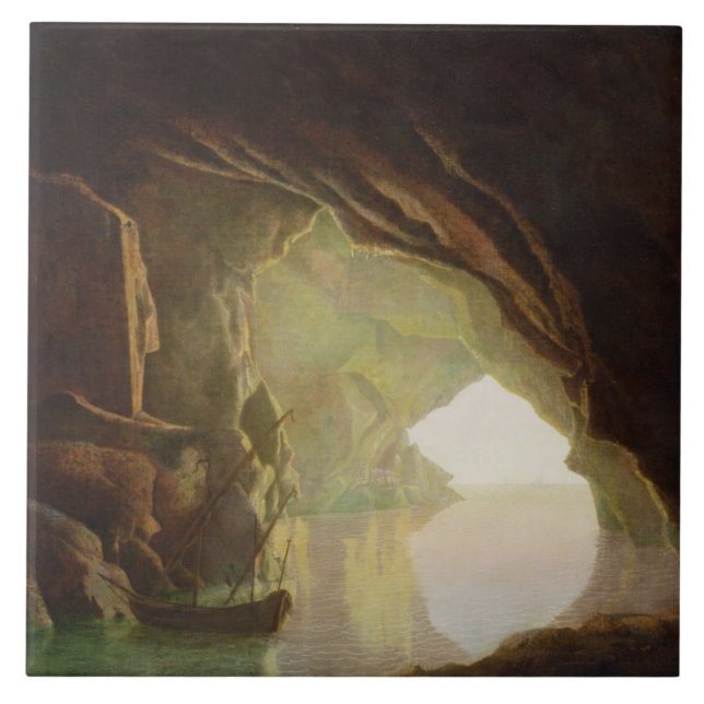 A Grotto in the Gulf of Salerno, Sunset, c.1780-1 Tile (Front)