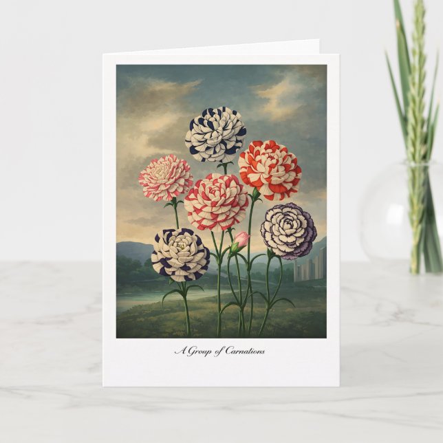 A Group of Carnations — Modern Botanical Reinterpr Card (Front)