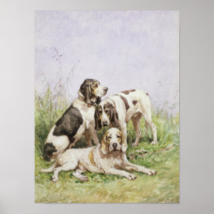 A Group of French Hounds Poster