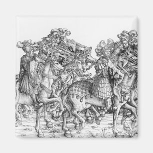 A group of mounted trumpeters magnet