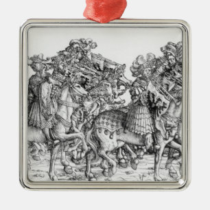 A group of mounted trumpeters metal tree decoration