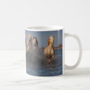 A Group Of White Horses In The Camargue Region Coffee Mug