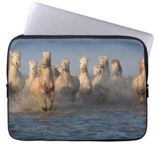 A Group Of White Horses In The Camargue Region Laptop Sleeve