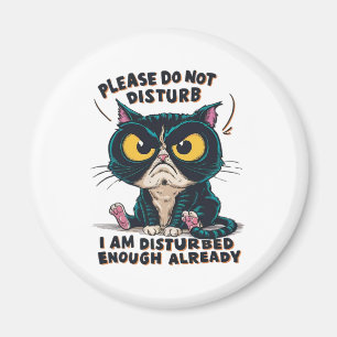 A grumpy cat with oversized magnet