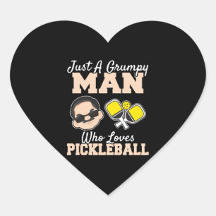 A Grumpy Man Who Loves Pickleball Funny Pickleball Heart Sticker