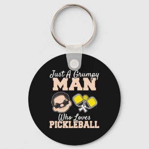 A Grumpy Man Who Loves Pickleball Funny Pickleball Key Ring