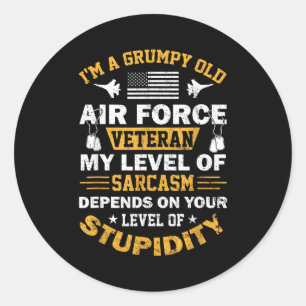 A grumpy old air force veteran retired airman classic round sticker
