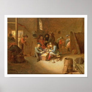A Guardroom Interior with Soldiers playing Cards ( Poster